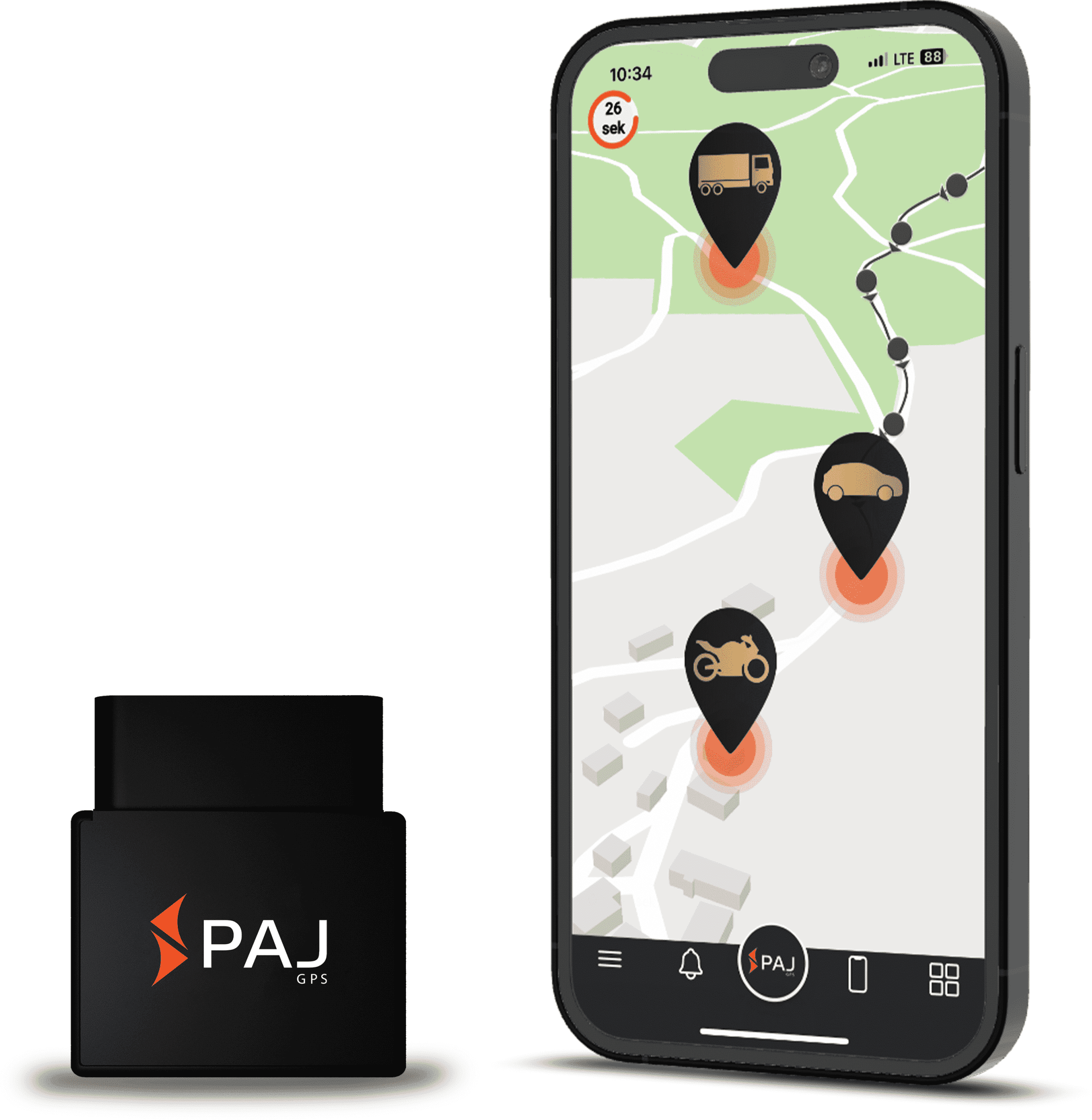 PAJ GPS Tracker CAR OBD Finder 4G 2.0 für PKW, LKW und andere Fahrzeuge. Mit OBD2-Anschluss. Live-Ortung und Diebstahlschutz