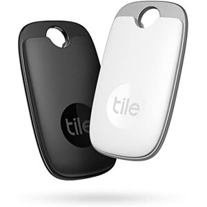 Tile Pro (2022) Lot de 2 localisateurs d’article Bluetooth, Portée de 120 m, fonctionne avec Alexa et Google Smart Home. Compatible avec iOS et Android, Noir/Blanc - Publicité