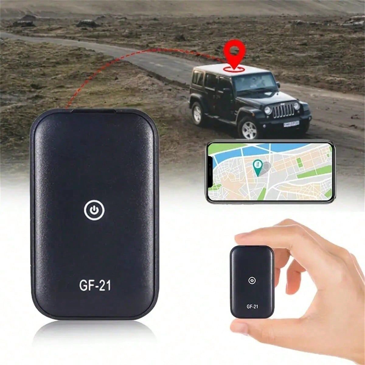 SHEIN 1 Pc Ultra-Compact GPS Vehicle Tracker - Rechargeable Battery, Real-Time Location, Supports Find My Phone, Non-Waterproof, Sturdy ABS Material Black GF-21,GF21 & 32GB TF Card