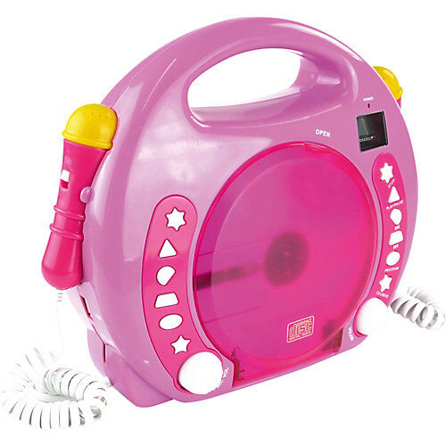 X4-TECH Kinder CD-Player Bobby Joey inkl. USB / MP3 und Mikrofone, Pink pink