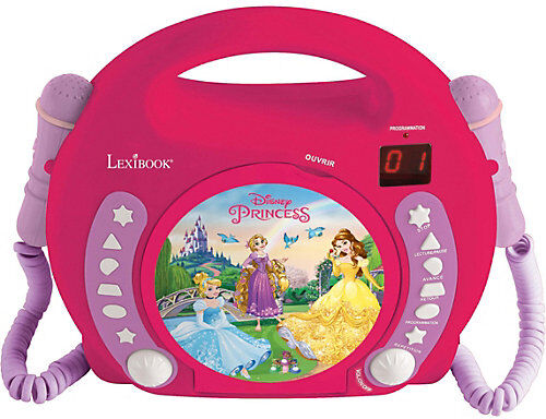 LEXIBOOK Disney Princess Kinder CD-Player mit 2 Mikrofonen pink