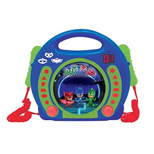 Lexibook PJ Masks Catboy, CD-spelare med 2 leksaksmikrofoner, hörlursuttag, batteridriven, blå/grön, RCDK100PJM