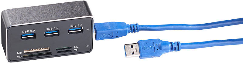 revolt USB-3.0-Hub mit 3 Ports und Multi-Kartenleser für SD, microSD, MS & M2