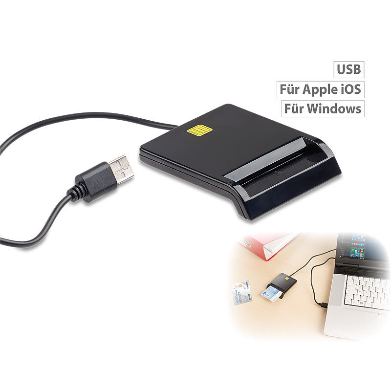 Xystec USB-Chipkarten-Leser & Smartcard-Reader, HBCI-fähig für Homebanking