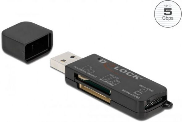 Delock 91757 - SuperSpeed USB Card Reader für SD / Micro SD / MS Speicherkarten - USB 3.2 Gen 1