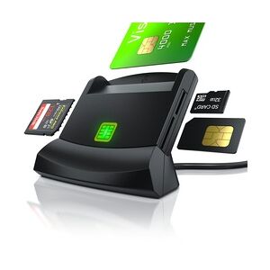 CSL USB Chipkartenleser - SmartCard Reader - Cardreader - smart Card Reader - unterstützt Smart Cards und SIM Cards, Sdcard, Micro Sd