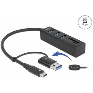 Delock - 3 Port usb 3.2 Gen 1 Hub + sd und Micro sd Card Reader (63859)