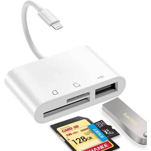 NÖRDIC Lightning-kortlæser UHS-I SD MicroSD og USB-A til iPhone og iPad