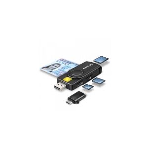 AXAGON CRE-SMP2A ID &  SD/microSD/SIM-kort PocketReader USB