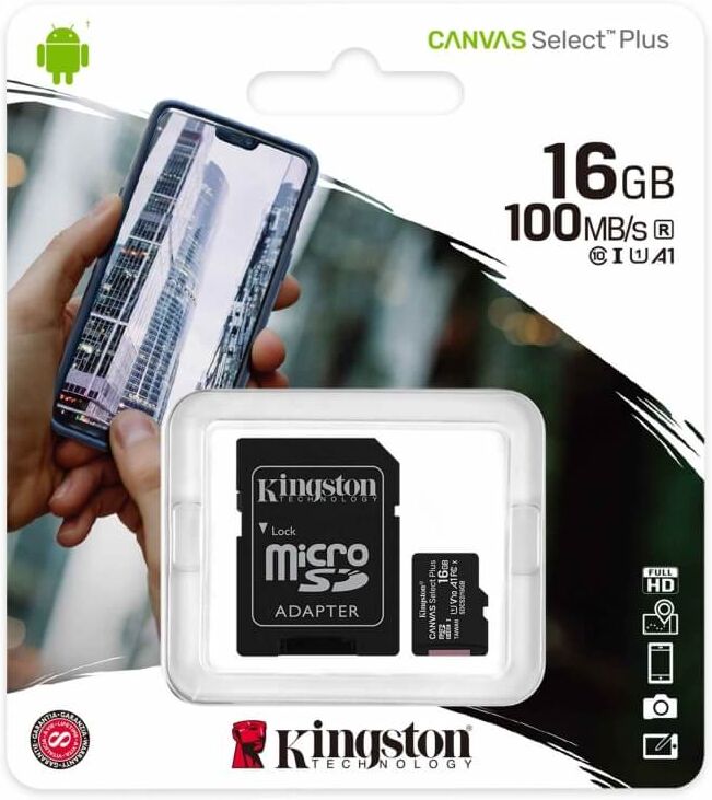 Kingston CANVAS SELECT PLUS MICROSDHC 16GB CLASS10 UHS-I A1 100MB/S