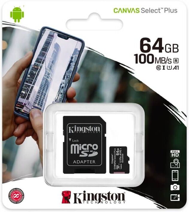 Kingston CANVAS SELECT PLUS MICROSDXC 64GB CLASS10 UHS-I A1 100MB/S