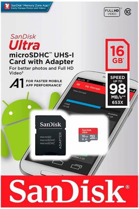 SanDisk ULTRA MICROSDHC 16GB CLASS10 U1 A1 98MB/S