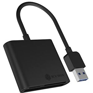 ICY BOX IB-CR301-U3 USB 3.0 Type-A pour Cartes mémoire CF, SD et microSD, SD 3.0, boîtier en Aluminium, cble intégré, Noir - Publicité