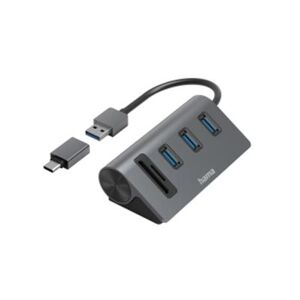 Hub lecteur carte SD, micro SD + 3 ports USB HAMA - Gris - Publicité