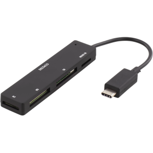 Deltaco USB-C Minneskortläsare - 4 fack