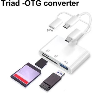 3C Accessories Exclusive Card Reader Multifunctional High Speed 3-in-1 8Pin Type-C Micro USB 3.0 SD-Card TF OTG Card Reader Host Adapter for Mobile Phone