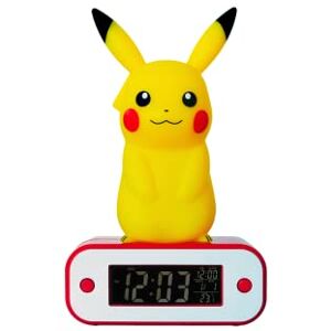 TEKNOFUN Pokémon Wecker Pikachu Beleuchteter Retro-Bildschirm -gelb- Digitales Display Programmierbarer Alarm LED-Licht 3xAAA Nicht enthalten- USB