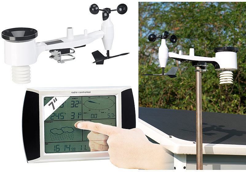 infactory Wetterstation-Set mit Touchscreen-Display & Außenstation, PC-Anschluss