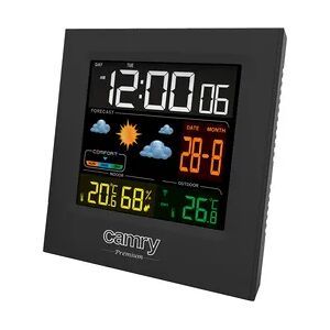 Camry CR1166 Wetterstation für Innen- und Außentemperatur und Luftfeuchtigkeit, drahtloser Sensor, Wettervorhersage, Datums- und Zeitanzeige.