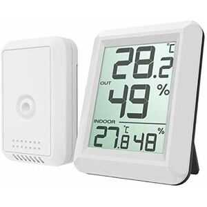 ETING Drahtloses digitales Hygrometer LCD-Thermometer Indoor Outdoor Elektronischer Temperatur-Feuchtigkeits-Monitor Wetterstation Wecker