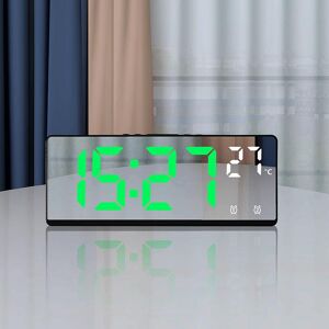 Happy Nienie 2022 Sprachsteuerung Spiegel Wecker Digitale Temperatur Dual Alarm Snooze Desktop Tischuhr Nachtmodus 12/24h Led Uhr Uhr