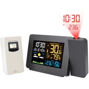 Home Lover Digitaler Alarm Eu-Feuchtigkeits-Led-Tischuhr Snooze Indoor Outdoor Wetterstation Mit Zeitprojektionstemperatur