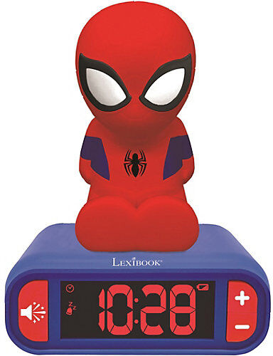 LEXIBOOK 3D Spiderman Design Nachtlicht Digital Radiowecker schwarz/rot