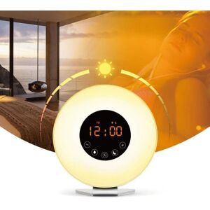 shopnbutik Multi-function Led Touch Intelligent Wake-up Light Alarm Clock with FM Radio