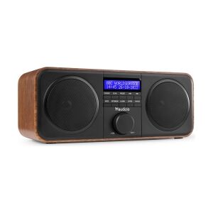 DAB Radio 'God lyd i kompakt design' DAB/DAB+/FM/Vækkeur, Nydelig Træ med sort f