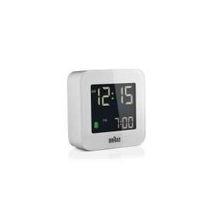 Braun BC08, Digital alarmur, Firkant, Hvid, 12/24h, LCD, Batteri