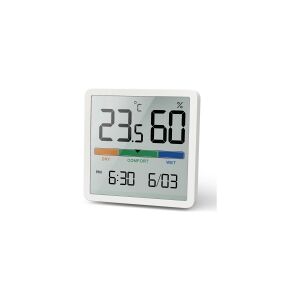 GreenBlue vejrstation GreenBlue termometer/hygrometer, GB380, med ur- og datofunktion, CR2032-batteri, temperaturområde -9,9 grader C til +60 grader C