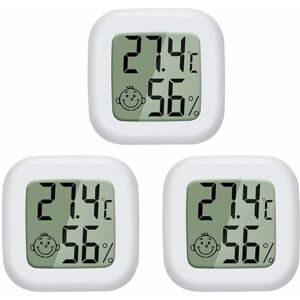 Mini LCD digitalt indendørs hygrometer termometer, bærbar høj præcision temperatur luftfugtighed -50 ℃ 70 ℃ 10% 99% RF Guazhuni (hvid) 3 stk.
