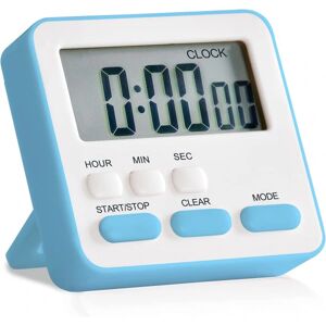 Mwin 24-timers digital køkkentimer, stort display, høj alarm, blå