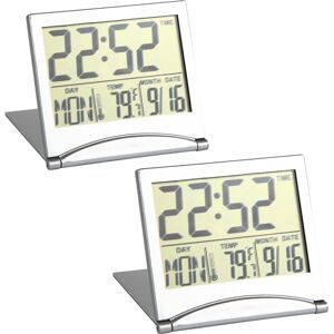 2 STK Sølv digitalt vækkeur Desktop Temperatur LCD Display