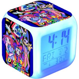 The Amazing Digital Circus Led Digital Alarm Clock 7 Farverigt Natlys Soveværelse Ornament Dekoration Med Tid, Temperatur, Alarm, Dato For Børn C