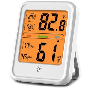 Stor skærm hvid elektronisk temperatur- og fugtighedsmåler trådløs vejrstation tør- og fugtighedsmåler,