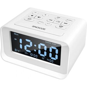 YIXI Clockradio med dobbelt alarm, digitalt vækkeur med 2 USB-opladningsporte, (hvid)