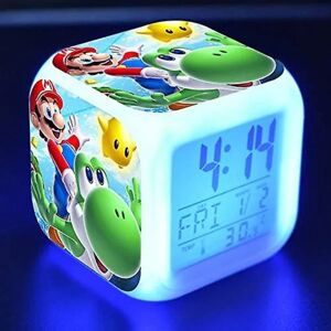 Heytea Super Mario 3 Inch Small Size Mini Led Digital Boys Anime Vækkeur Børn Soveværelse Indretning Dato, tid, temperatur