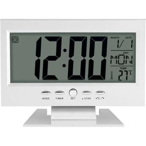 Digitalt ur Kalender Multifunktion LCD Digitalt skrivebordsvækkeur med natlys og snooze tid/dato/temperatur sølv