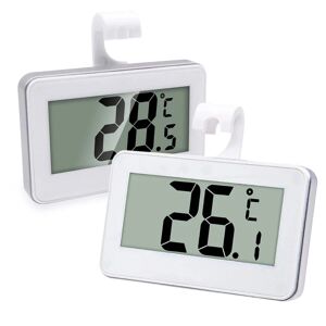 FLOWER LOST Køletermometer Digitalt køleskabstermometer, 2 sæt digitalt vandtæt køle-frysetermometer med letlæselig LCD-skærm (hvid-2)