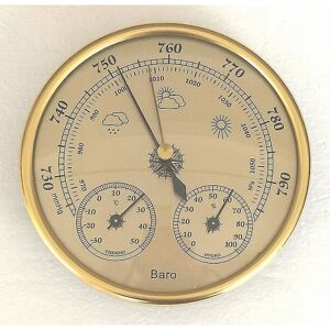 AUZHENCHEN Barometer, vejrstation med barometer og hygrometer termometer, 3 i 1 vægmonteret analog vejrstation til indendørs