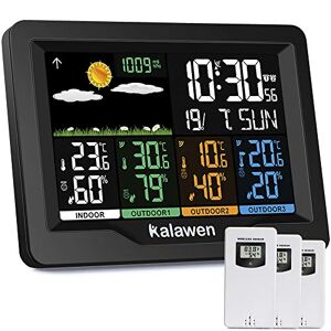 Estación meteorológica inalámbrica Reloj meteorológico colorido digital con  sensor exterior Termómetro interior exterior con fecha Temperatura Humedad  Barómetro Alarma Fase lunar Reloj meteorológico