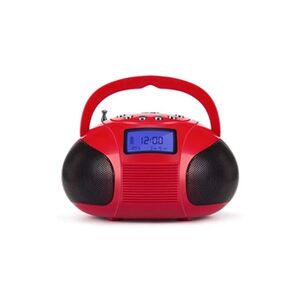 August Radio Bluetooth FM MP3 - SE20 - Enceinte Bluetooth, USB, Carte SD, Prise Auxiliaire, Radio FM et Réveil - Rouge - Publicité