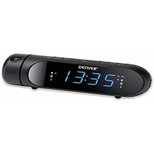 Denver Radio Reveil Projecteur Plafond avec USB pour Le Chargement Réveil Numérique Horloge Digitale Réveil 2 Alarme Snooze USB CPR700 Noir - Publicité