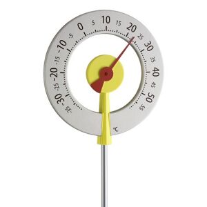 TFA Dostmann Thermomètre de jardin analogique Lollipop, 12.2055.07, thermomètre design, résistant aux intempéries, avec grands chiffres, jaune - Publicité
