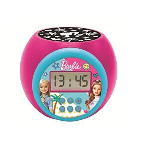 Lexibook - Réveil projecteur Barbie avec Fonction Alarme et répétition Snooze, veilleuse avec minuterie, écran LCD, à Piles, Rose, RL977BB - Publicité