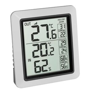 TFA Dostmann Thermomètre sans fil INFO, 30.3065.02, avec émetteur extérieur, mesure de la température intérieure et extérieure, particulièrement précis, capteur suisse de précision, blanc - Publicité