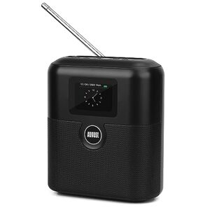 August Radio Portable Dab+ Rechargeable  MB330 Radio Dab FM avec RDS, 60 Préréglages, Haut-Parleur Bluetooth, AUX 3,5 mm, Réveil Double Alarme et Affichage LCD Noir - Publicité