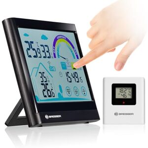 BRESSER 7007402 Station Météo À Écran Tactile avec Thermo-hygromètre sans Fil avec Recommandation D’aération, Noir - Publicité