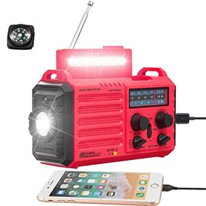 Mesqool Radio Météo à 5 Voies pour Les Urgences Extérieures des Ménages, Radio Portable AM/FM/SW et Alarme SOS, Alimentation Solaire, Manivelle Dynamo à Main, Lampe de Poche, Lampe de Camp, Boussole - Publicité